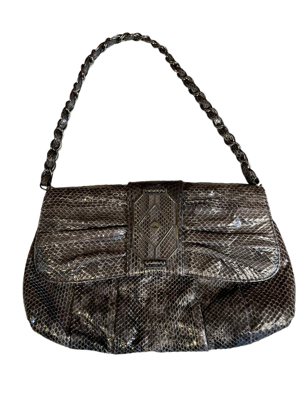 Rafe Shoulder bag chain detail dark gray Snakeskin